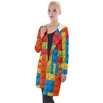 Lego Bricks, Colorful Dots Background Hooded Pocket Cardigan