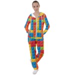 Lego Bricks, Colorful Dots Background Women s Tracksuit