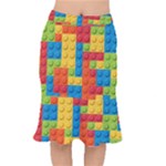 Lego Bricks, Colorful Dots Background Short Mermaid Skirt