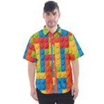 Lego Bricks, Colorful Dots Background Men s Short Sleeve Shirt