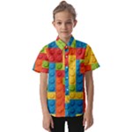 Lego Bricks, Colorful Dots Background Kids  Short Sleeve Shirt