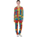 Lego Bricks, Colorful Dots Background Casual Jacket and Pants Set