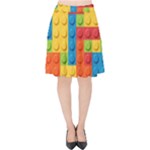 Lego Bricks, Colorful Dots Background Velvet High Waist Skirt