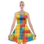 Lego Bricks, Colorful Dots Background Velvet Skater Dress