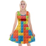 Lego Bricks, Colorful Dots Background Reversible Velvet Sleeveless Dress