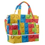 Lego Bricks, Colorful Dots Background Sports Shoulder Bag with Shoes Compartment