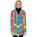 Lego Bricks, Colorful Dots Background Button Up Hooded Coat 