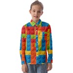 Lego Bricks, Colorful Dots Background Kids  Long Sleeve Shirt