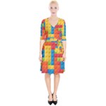 Lego Bricks, Colorful Dots Background Wrap Up Cocktail Dress