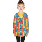 Lego Bricks, Colorful Dots Background Kids  Double Breasted Button Coat