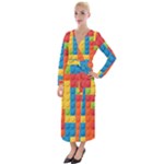 Lego Bricks, Colorful Dots Background Velvet Maxi Wrap Dress