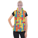 Lego Bricks, Colorful Dots Background Women s Button Up Vest