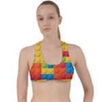 Lego Bricks, Colorful Dots Background Criss Cross Racerback Sports Bra