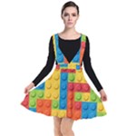 Lego Bricks, Colorful Dots Background Plunge Pinafore Dress