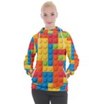 Lego Bricks, Colorful Dots Background Women s Hooded Pullover