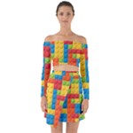 Lego Bricks, Colorful Dots Background Off Shoulder Top with Skirt Set