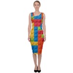 Lego Bricks, Colorful Dots Background Sleeveless Pencil Dress