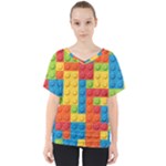 Lego Bricks, Colorful Dots Background V-Neck Dolman Drape Top