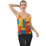 Lego Bricks, Colorful Dots Background Chiffon Cami