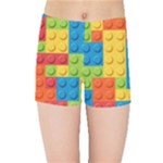 Lego Bricks, Colorful Dots Background Kids  Sports Shorts