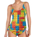 Lego Bricks, Colorful Dots Background Tankini Set