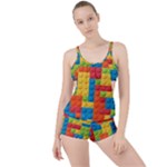 Lego Bricks, Colorful Dots Background Boyleg Tankini Set 