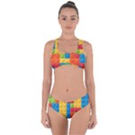 Lego Bricks, Colorful Dots Background Criss Cross Bikini Set