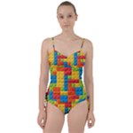 Lego Bricks, Colorful Dots Background Sweetheart Tankini Set