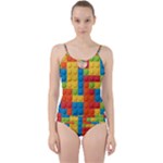 Lego Bricks, Colorful Dots Background Cut Out Top Tankini Set