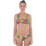 Lego Bricks, Colorful Dots Background Cross Back Hipster Bikini Set