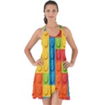 Lego Bricks, Colorful Dots Background Show Some Back Chiffon Dress