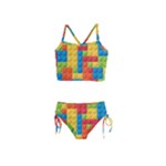 Lego Bricks, Colorful Dots Background Girls  Tankini Swimsuit