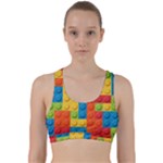 Lego Bricks, Colorful Dots Background Back Weave Sports Bra