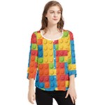 Lego Bricks, Colorful Dots Background Chiffon Quarter Sleeve Blouse