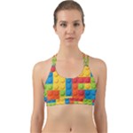 Lego Bricks, Colorful Dots Background Back Web Sports Bra