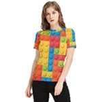 Lego Bricks, Colorful Dots Background Women s Short Sleeve Rash Guard