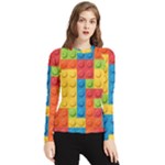 Lego Bricks, Colorful Dots Background Women s Long Sleeve Rash Guard