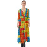 Lego Bricks, Colorful Dots Background Button Up Boho Maxi Dress