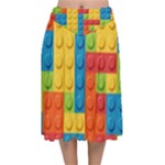 Lego Bricks, Colorful Dots Background Velvet Flared Midi Skirt