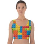 Lego Bricks, Colorful Dots Background Velvet Crop Top