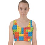 Lego Bricks, Colorful Dots Background Velvet Racer Back Crop Top