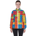 Lego Bricks, Colorful Dots Background Women s High Neck Windbreaker