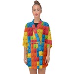 Lego Bricks, Colorful Dots Background Half Sleeve Chiffon Kimono