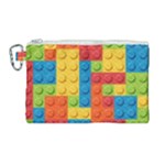 Lego Bricks, Colorful Dots Background Canvas Cosmetic Bag (Large)