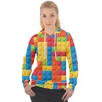 Lego Bricks, Colorful Dots Background Women s Overhead Hoodie