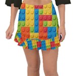 Lego Bricks, Colorful Dots Background Fishtail Mini Chiffon Skirt