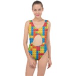 Lego Bricks, Colorful Dots Background Center Cut Out Swimsuit