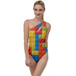 Lego Bricks, Colorful Dots Background To One Side Swimsuit