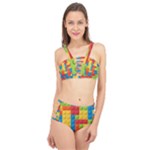 Lego Bricks, Colorful Dots Background Cage Up Bikini Set