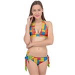 Lego Bricks, Colorful Dots Background Tie It Up Bikini Set